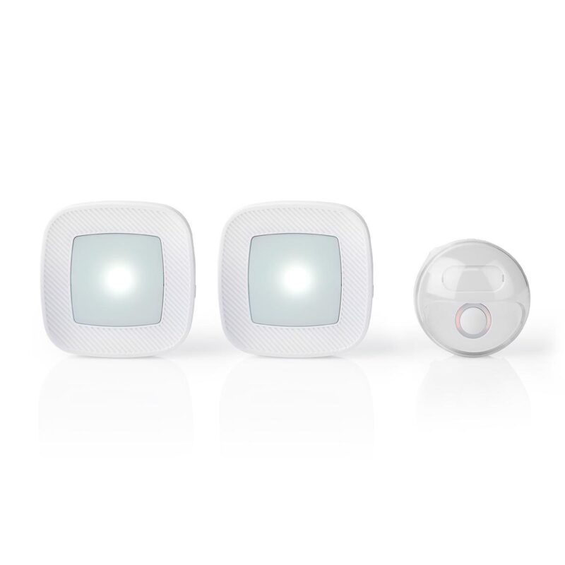 Sonerie fara fir, Nedis, LED, 300 m, IP44, 80dB, Alb