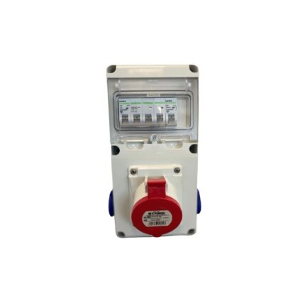 Tablou organizare electrica santier cablat Scame E1 633.RO0023, 5 module, montaj aparent, cu 1 priza trifazica si 2 prize simple cu impamantare, IP44