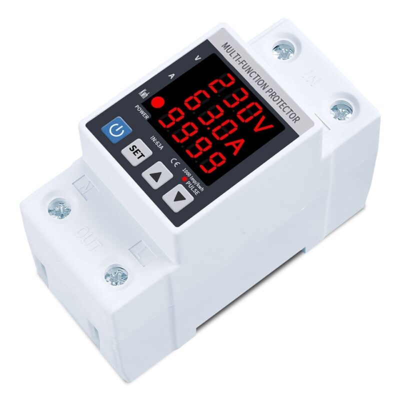 Releu monofazic si contor de energie, 2P/1-63A, reglabil, digital/ajustabil, protectie supratensiune si suprasarcina