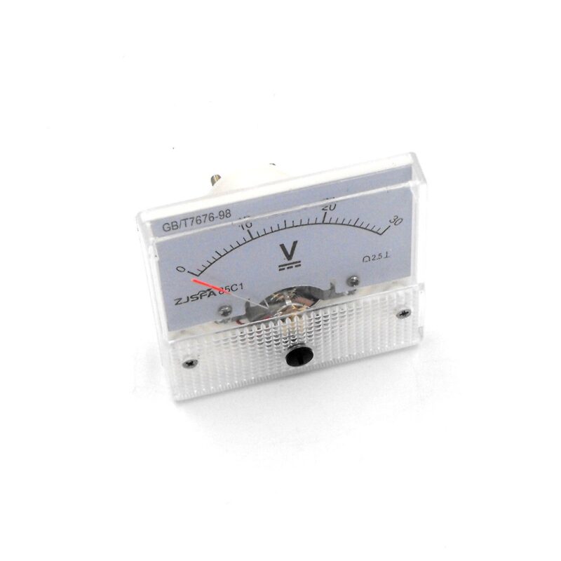 Voltmetru de panou AJMAKER, 0-30VDC, analog, 65x56mm