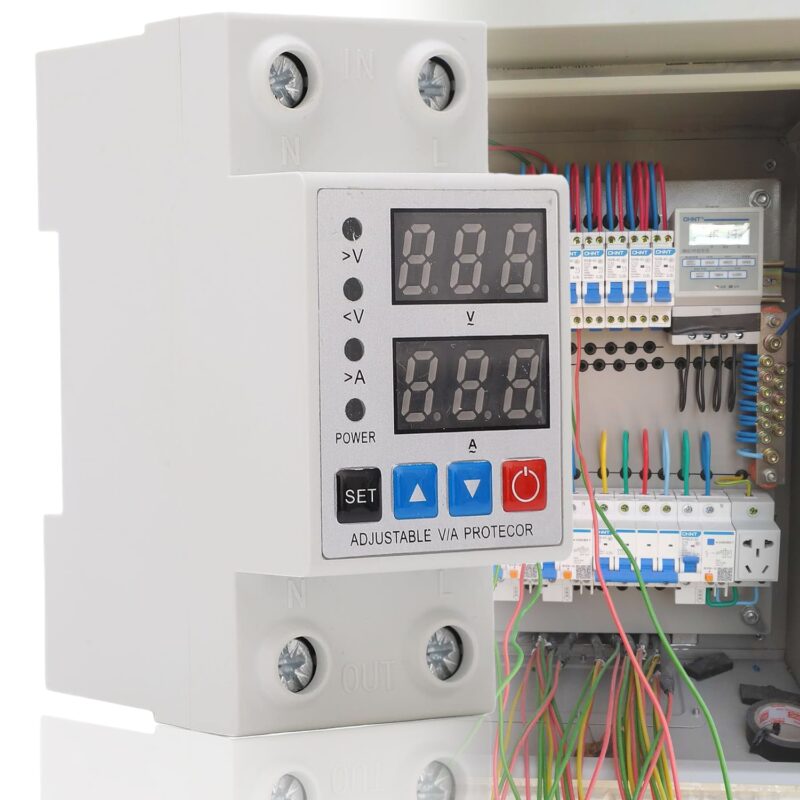 Releu monofazic si contor de energie, Excitat®, reglabil, digital, 63A, 230V, protectie supratensiune si suprasarcina, Alb