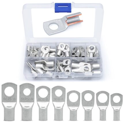 Set 60 terminale cabluri electrice, Cupru, 8 Dimensiuni, Argintiu