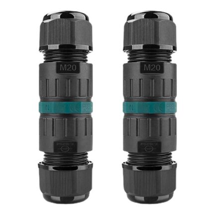 Set 2 Conector cablu electric liniar, SINBINTA, 3 pini, 450V, 16A, Diametrele cablului 5-9mm, IP68, Etansare, Protectie la umiditate, Retardant de flacara, Anti -UV, Pentru exterior, Nylon PA66/ Cauciuc, Negru/Albastru
