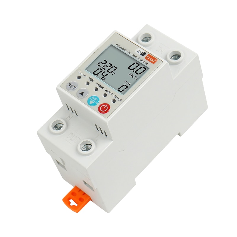 Releu protectie tensiune JESWO, 63A, reglabil, afisaj digital, protectie supratensiune si supracurent, alb, 8.5x6.5x3.6cm