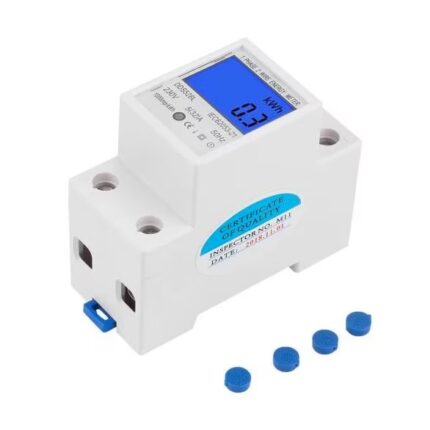 Contor monofazat, 230 V, AC 50 Hz, afisaj digital LED, amplificator, albastru si alb