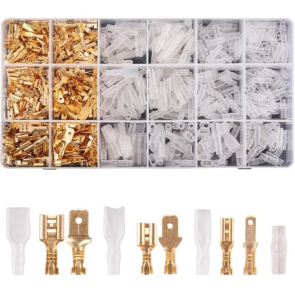 Set 600 conectori, terminal izolat, crimpare usoara, auriu/transparent