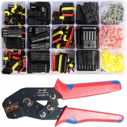 Set conectori auto etansi si rezistenti la praf, negru, 770 piese