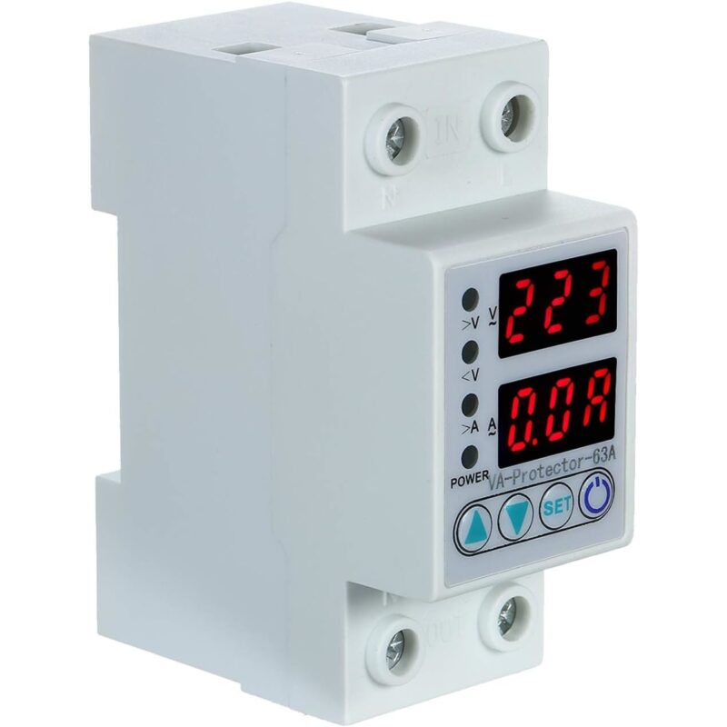Releu monofazic si contor de energie, JENUOS®, 63A, reglabil, digital, protectie supratensiune si suprasarcina, Alb