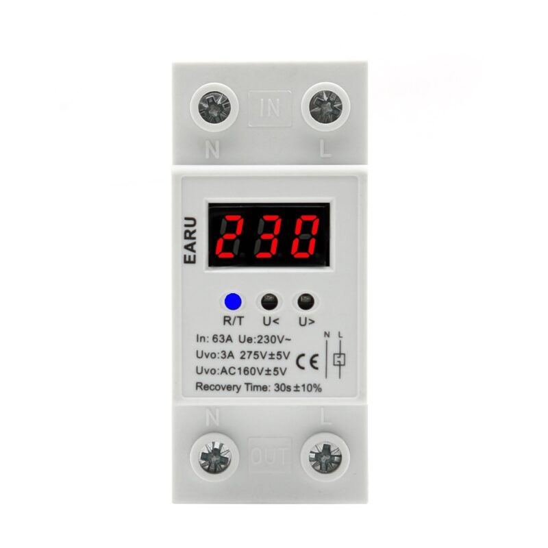 Releu protectie supratensiune, subtensiune cu anclansare automata, ecran digital LED, EARU 32A