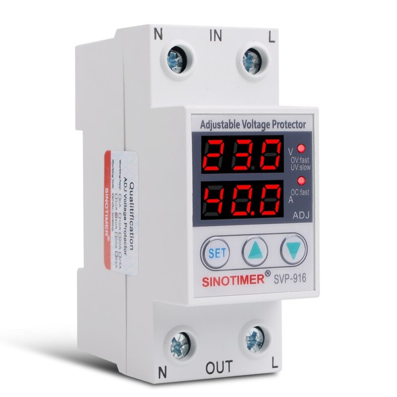 Releu monofazic digital de protectie tensiune, Sinotimer, 1-40A, ecran dublu digital LED, SVP-916-40A