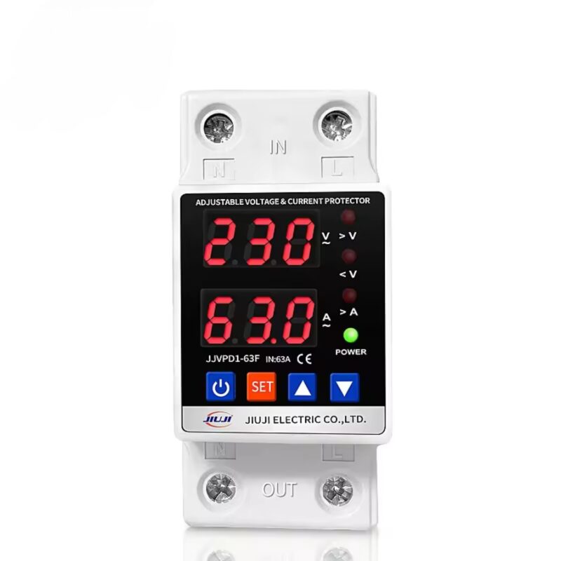 Releu digital de protectie tensiune monofazic 220v, reglabil si digital, recuperare automata, 1-63A