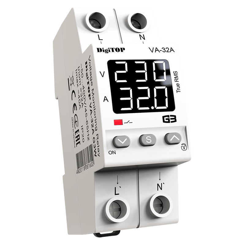 Releu de protectie tensiune monofazat DigiTOP VA-32A G3W