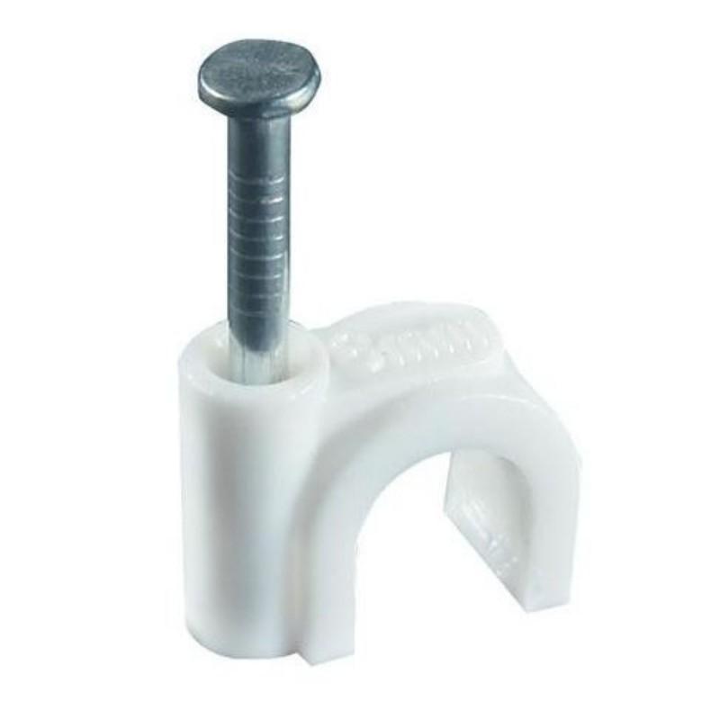 Suport cablu, Trytyt, Metal/ Plastic, 5mm, Alb, 100buc