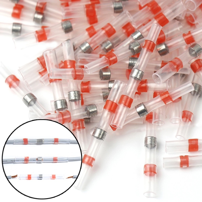 Set tuburi termocontractabile cu staniu, Zree, impermeabile, flexibile, 1.5-2.5mm, rosu, 50 buc