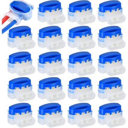 Set 20 conectori pentru cabluri, Jormftte, Plastic, Alb/Albastru