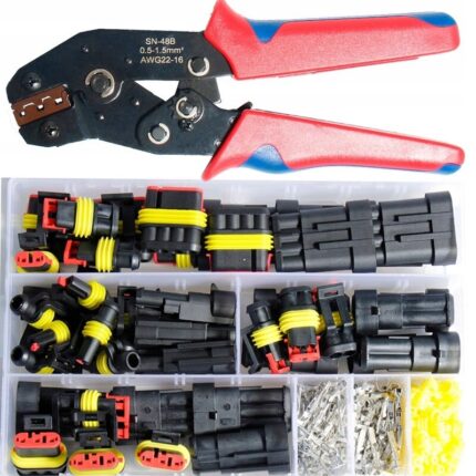 Set conectori etansi Zree, 352 piese/26 seturi, 1-4 pini, 22-16 AWG, impermeabili, cu terminale si sigilii din cauciuc siliconic