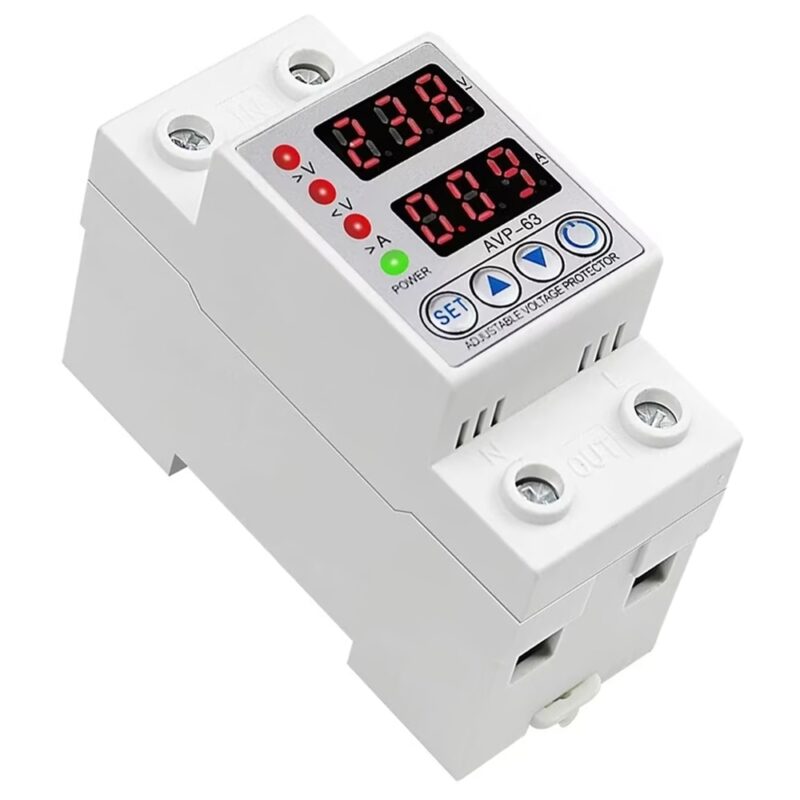 Releu monofazic si contor de energie, enkourakoko®, protectie supratensiune si suprasarcina, 230V, 63A, reglabil, digital, Alb