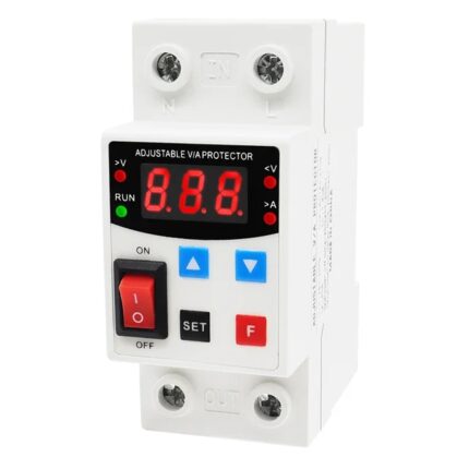 Releu monitorizare digital/reglabil cu intrerupator, montaj sina DIN, monofazic 2P 63A, suprasarcina/supratensiune, IP20