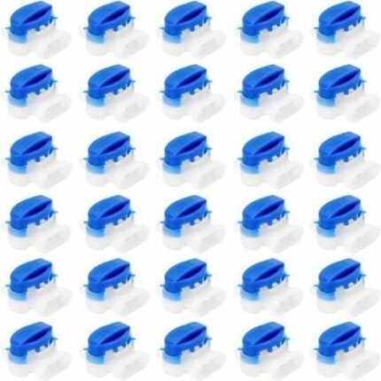 Set 30 conectori impermeabili pentru cabluri, QttvbTna, Polipropilena, Umplutura cu gel, 600V, 15A, 3.8mm, Transparent/Albastru