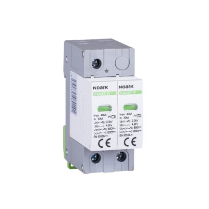 Dispozitiv pentru protectie la supratensiune in CC, Noark, Ex9UEP, 20 2P 600VDC, descarcator atmosferic, pentru sisteme fotovoiltaice, panouri solare