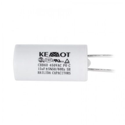 Condensator pornire motor, 15uF, 450V, cu cablu, Kemot - 402703