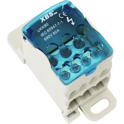 Clema de distributie pe sina 1 pol cu capac intrare 1x6-16mm2 si iesire 2x2.5-16mm2 + 4x2.5-6mm2
