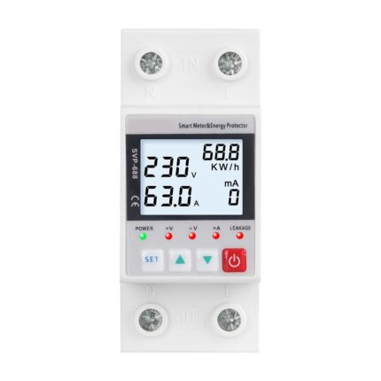 Releu digital protectie tensiune, Ecran digital LED, Reglabil intre 1A - 63A, 50Hz / 60Hz, 230 V, Protectie supratensiune, Functia Memorie, TOIITKQ, Alb