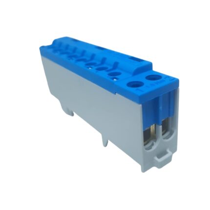 Clema terminala albastra nul 80A 690V 2x1, 5 - 10/16 mm² si 8 x 1, 5 - 6 mm² derivatie distributie montare pe sina