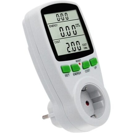 Priza cu Contor de Energie, Display Digital LCD, Monitorizare Consum Energetic, Setare Cost kWh, Amperaj, Tensiune, Putere Maxima 3680 W, Alb