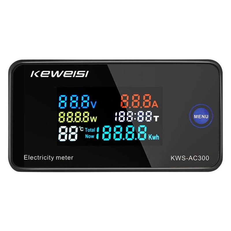 Wattmetru KWS-AC300 cu ampermetru si voltmetru AC 0-300V, Hggzeg, 10A, Masoara Curent, Voltaj, Temperatura capacitate, Afisaj digital LCD, Monitorizare consum de energie, Multifunctional, 7.88 x 4.1 x 2.04cm, Negru