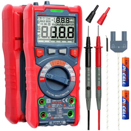 Multimetru digital AstroAI M6KOR, TRMS 6000, Voltmetru cu testare automata AC/DC, rezistenta capacitatii, temperatura diode, NCV