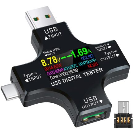 Tester USB, voltaj, putere, capacitate, Type C, Digital, Negru