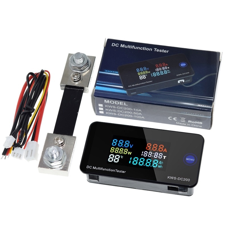 Wattmetru KWS-DC200 cu ampermetru si voltmetru DC 0-200V, 50A