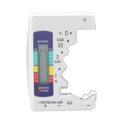 Tester baterii universal, ecran LCD, pentru AA, AAA, C, D, 9V, argintiu