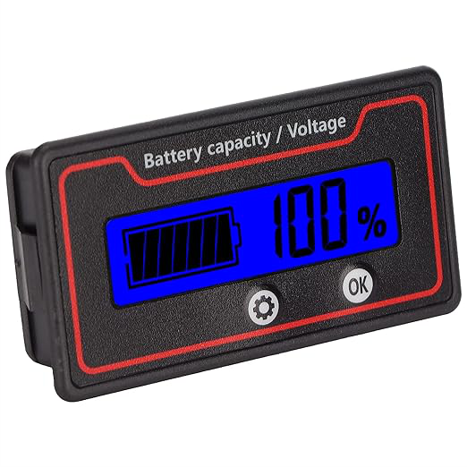 Voltmetru digital de panou, pentru acumulatori litiu-Ion, Plumb Acid si Lifepo4, 6V-120V, afisaj albastru