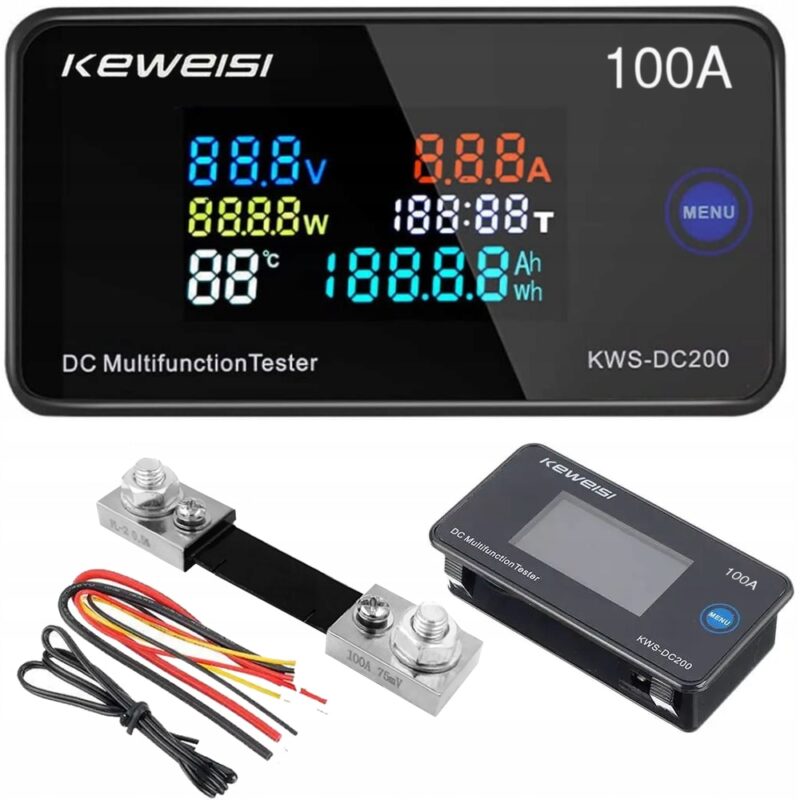 Ampemetru benetech KWS-DC200, 100A 200V, afisaj multicolor, 85x44x20.7mm