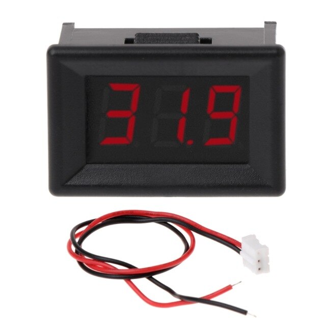 Voltmetru digital, mini, afisaj cu LED rosu 0,36", doua fire, 3,5 V-32 V