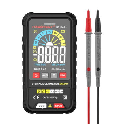 Aparat de masura digital Habotest HT124A+, Multimetru Universal, tensiune DC/AC, Frecvente, Rezistente, True RMS, Live test, NCV, Lanterna Negru
