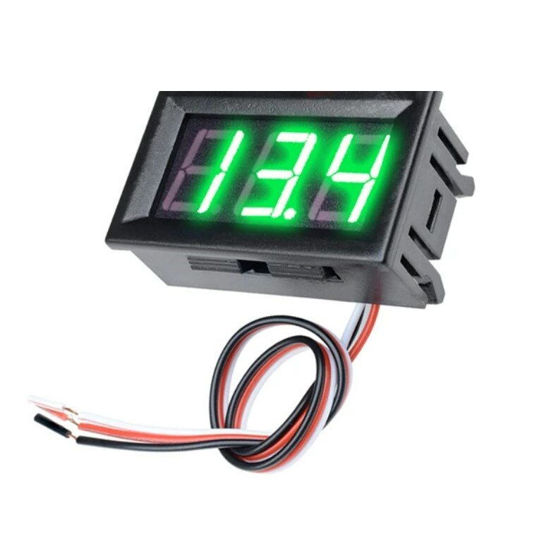 Voltmetru Digital de Panou, 0 - 99.9V, 3 fire, Led Verde