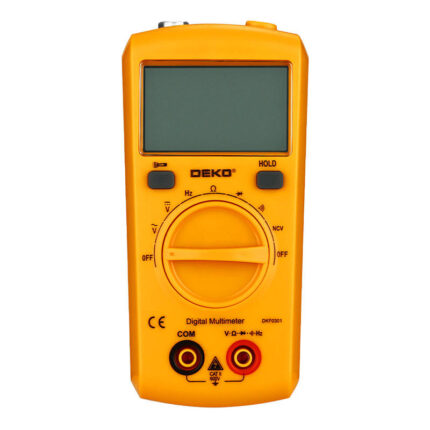 Multimetru digital universal Deko Tools DKF0301, Afisaj LED, NCV, Tensiune AC si DC, Rezistenta, Frecventa, Portocaliu