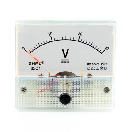 Voltmetru analogic, 30 V, Cu pointer, Alb, Negru, Rosu