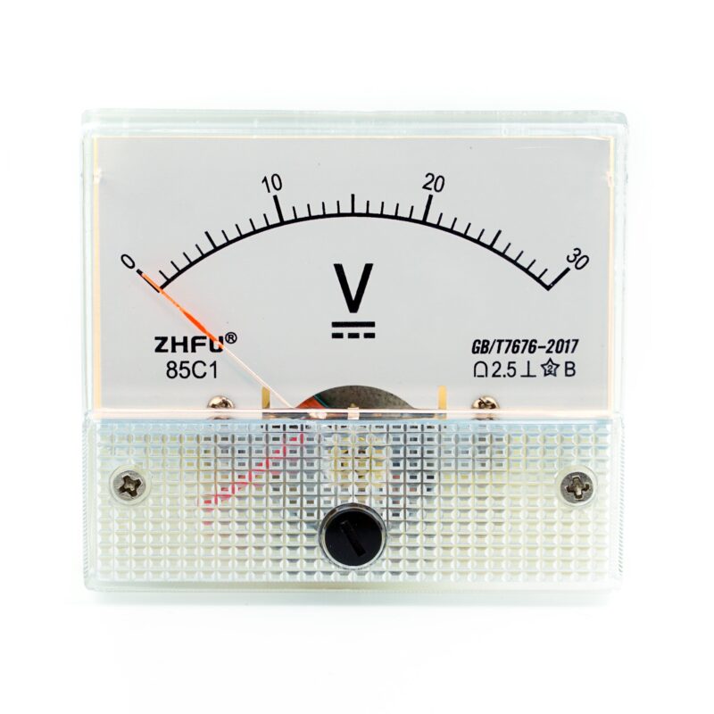 Voltmetru analogic, 30 V, Cu pointer, Alb, Negru, Rosu