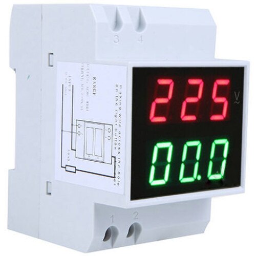Voltmetru si Ampermetru Digital pe Sina DIN Tovbmup, AC80-300V 0.2-99.9A, ecran LED, 8x5.5x6.5cm