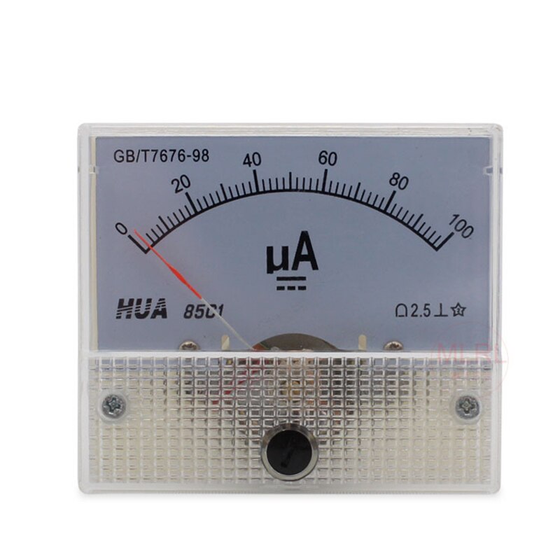 Ampermetru analogic, LLWL, Plastic, 56x64mm, Alb
