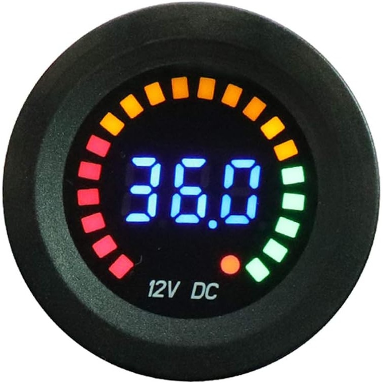 Voltmetru auto Sunmostar, 12V, Display LED, ABS, Negru