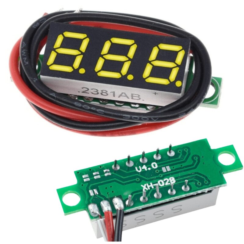 Voltmetru DC LED, Contor miniatural, 0,28", Galben