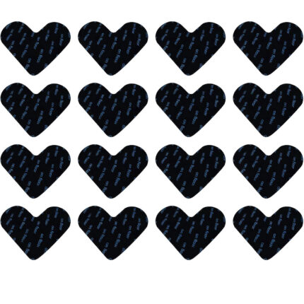 Set 16 accesorii prindere covor, JENUOS®, in forma de inima, Poliuretan, Reutilizabil, Lavabil, Auto Adezive, Antiderapant, Negru