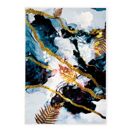 Covor Oyo Concept, 100% poliester, 180x280cm, model albastru/auriu