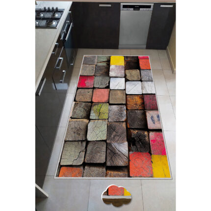Covor de bucatarie Woods Oyo Home, 100x200 cm, poliester, print digital, spate antiderapant, multicolor