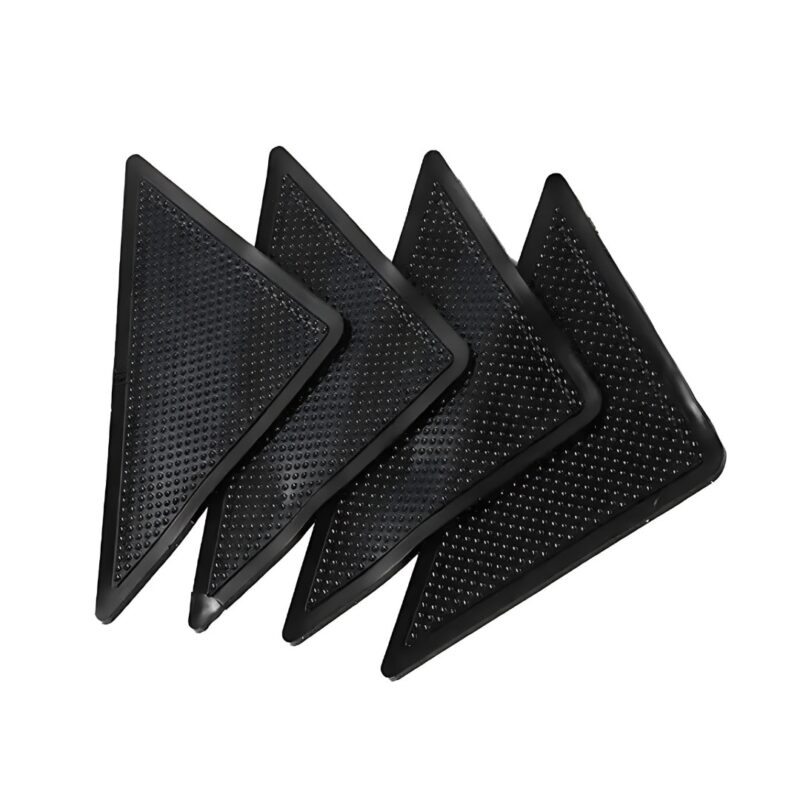 Set 4 Protectii Anti-Alunecare pentru Covoare, Benzi Adezive Duble, Negru